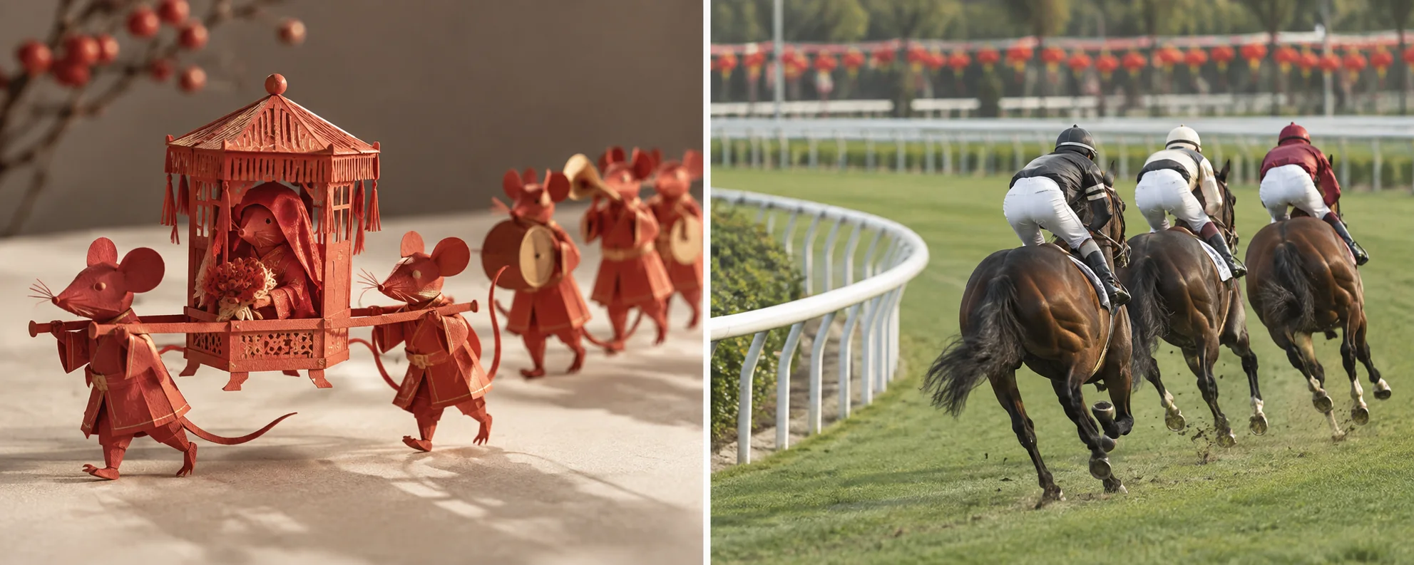 老鼠娶親民俗紙藝與賀歲賽馬 / A folk papercraft mice’s wedding and festive horse racing