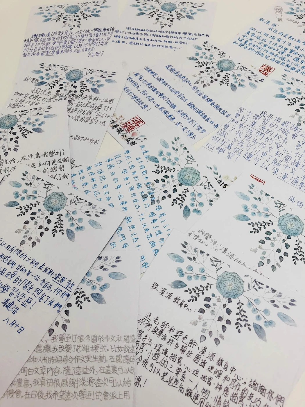 Handwritten thank-you letters from students